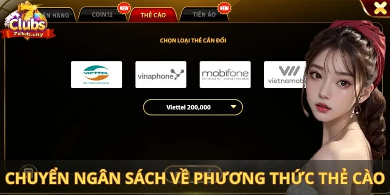 Quy trình chuyển ngân sách về phương thức thẻ cào chỉ 4 bước nhanh gọn